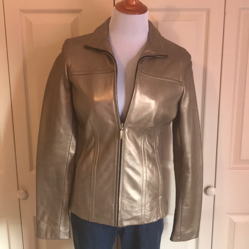Jones New York Bronze/Gold Leather Jacket